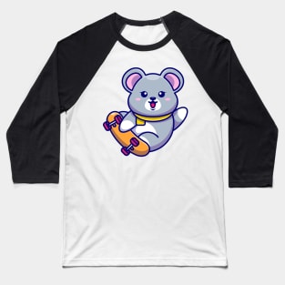 Cute mouse play skateboard cartoon Baseball T-Shirt